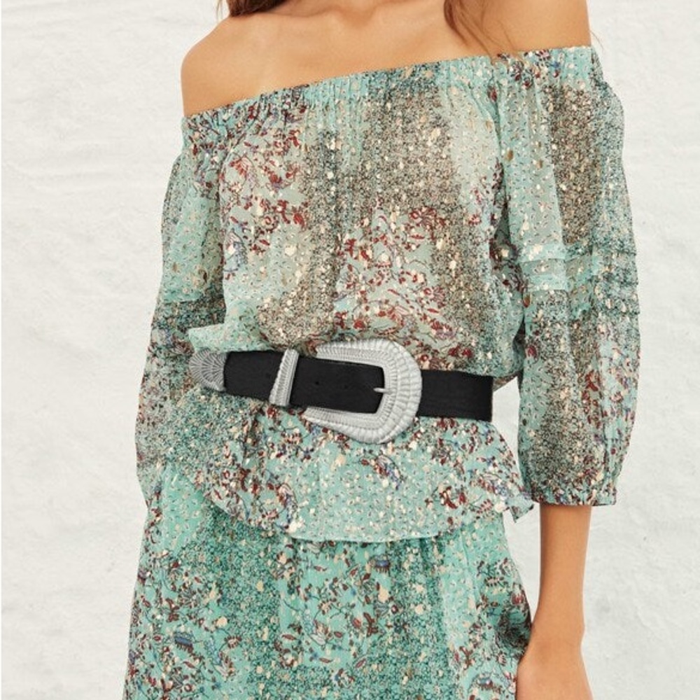 BA&SH
Olga Floral Off-Shoulder Blouse Boho Lightweight Viscose Size M
